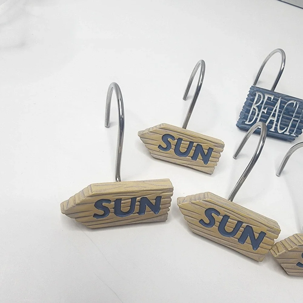 Kathy Middlebrook Beach Sun Surf Seaside Shower Curtain Hooks Set Of 10 (2 Miss)